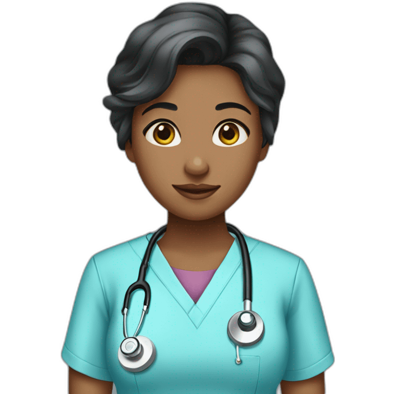 female black hair fair Skin doctor in baby blue scrubs emoji