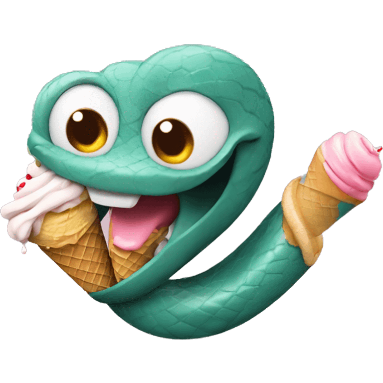 Snake eating ice cream  emoji