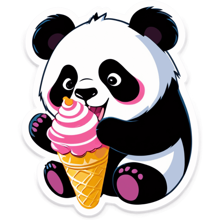 Panda eating ice cream emoji