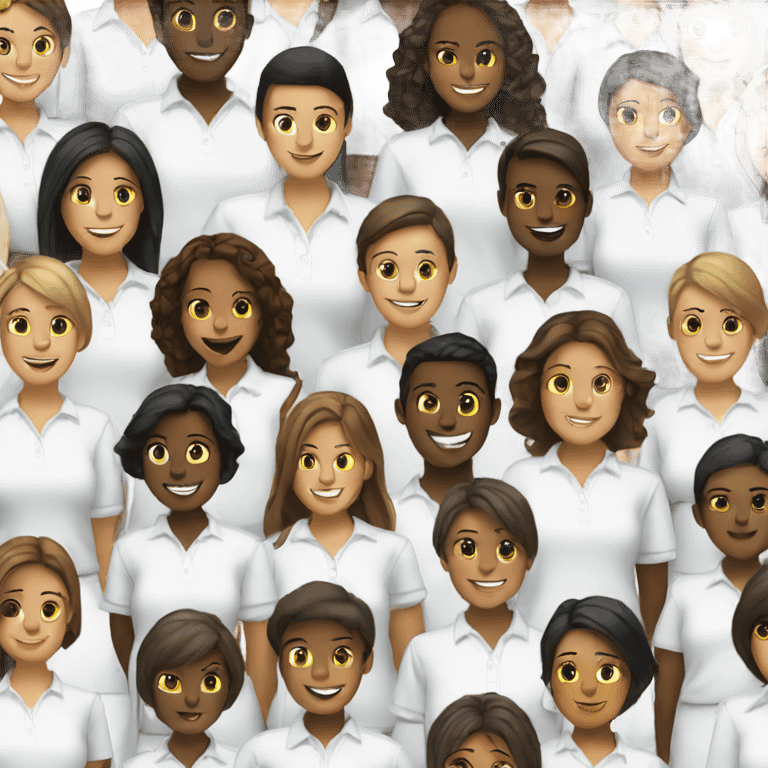 smiling girls in white shirts emoji