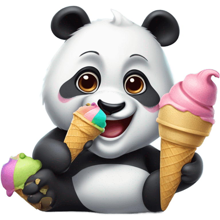 Panda eating ice cream emoji