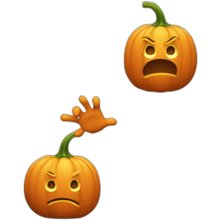 shrugging pumpkin with hands emoji