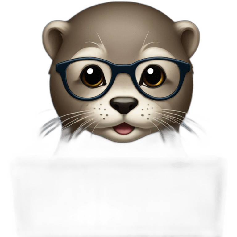 female vet otter with glasses with a macbook emoji