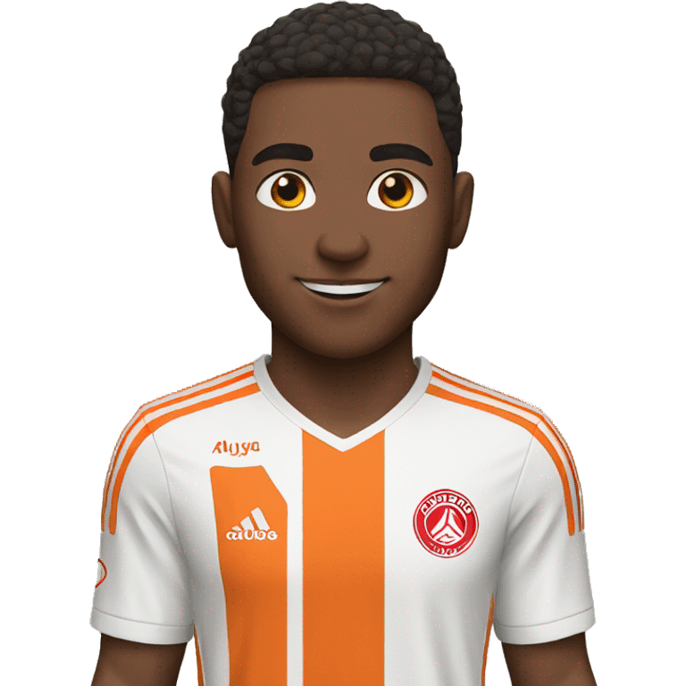 Soccer player in ajax shirt and orange kit emoji