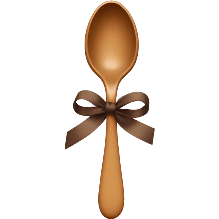 Spoon tied with a soft brown ribbons  emoji