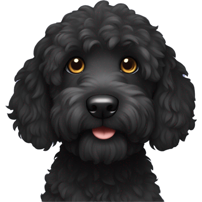 Dark black labradoodle  emoji