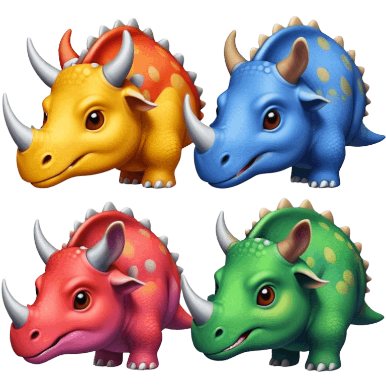 faces of different triceratops emoji