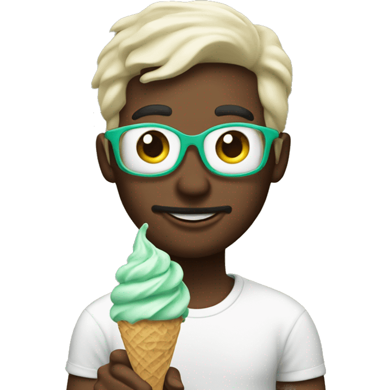 Man enjoying mint chip ice cream  emoji