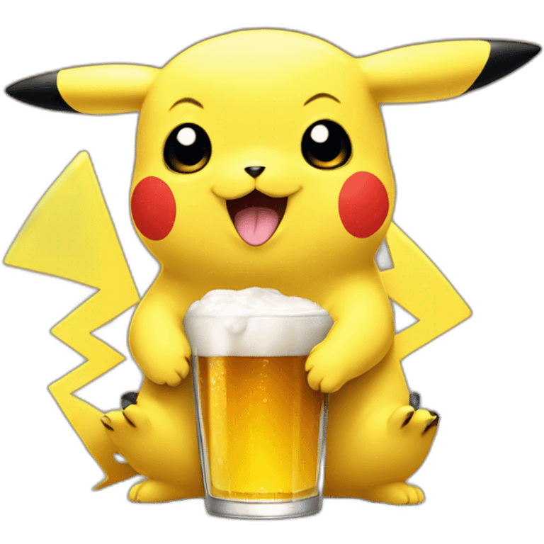 pikachu bebiendo cerveza emoji