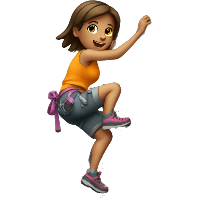 girl climbing rock emoji