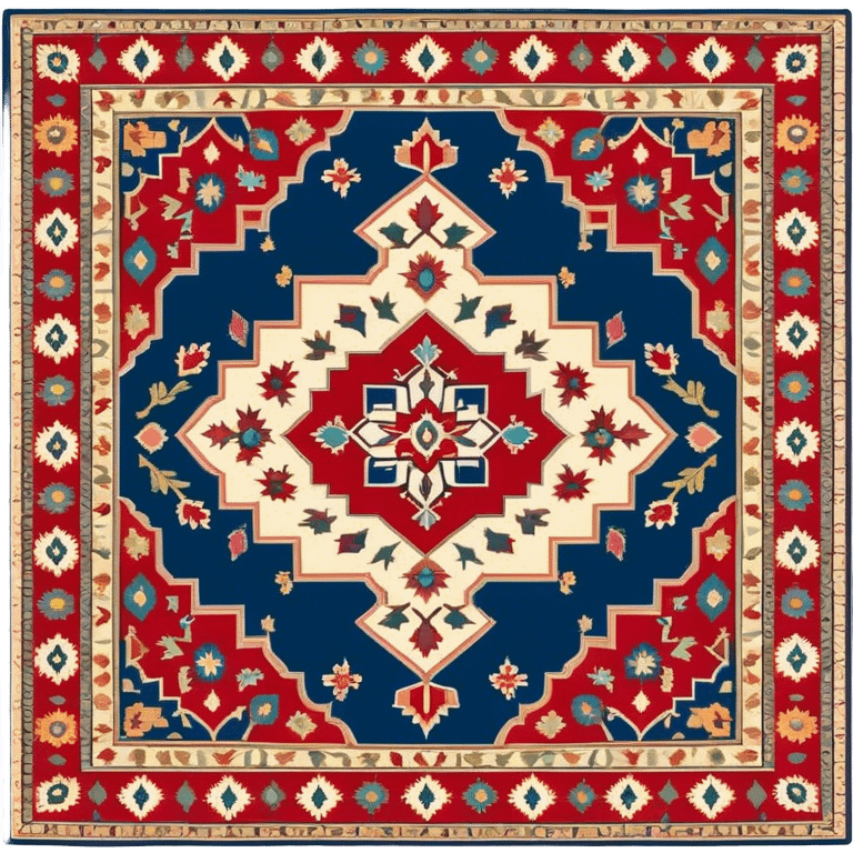 Cinematic Realistic depiction of a richly patterned Turkish carpet, rendered with exquisite details and vibrant colors, set against a soft, warmly lit background that emphasizes its artisanal craftsmanship emoji