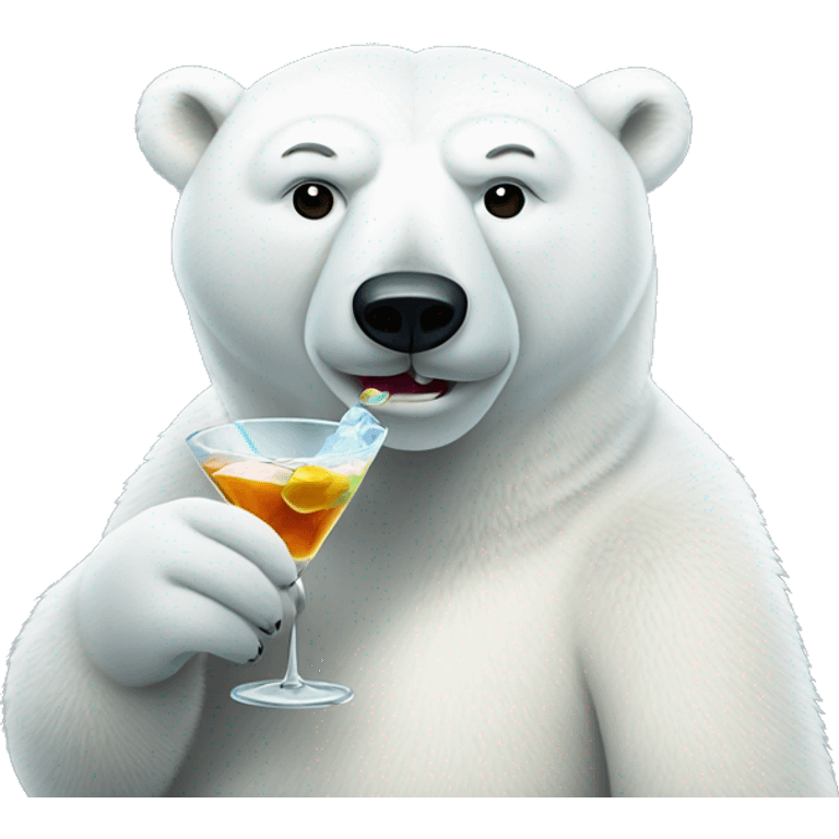 Polar bear drinking martini emoji