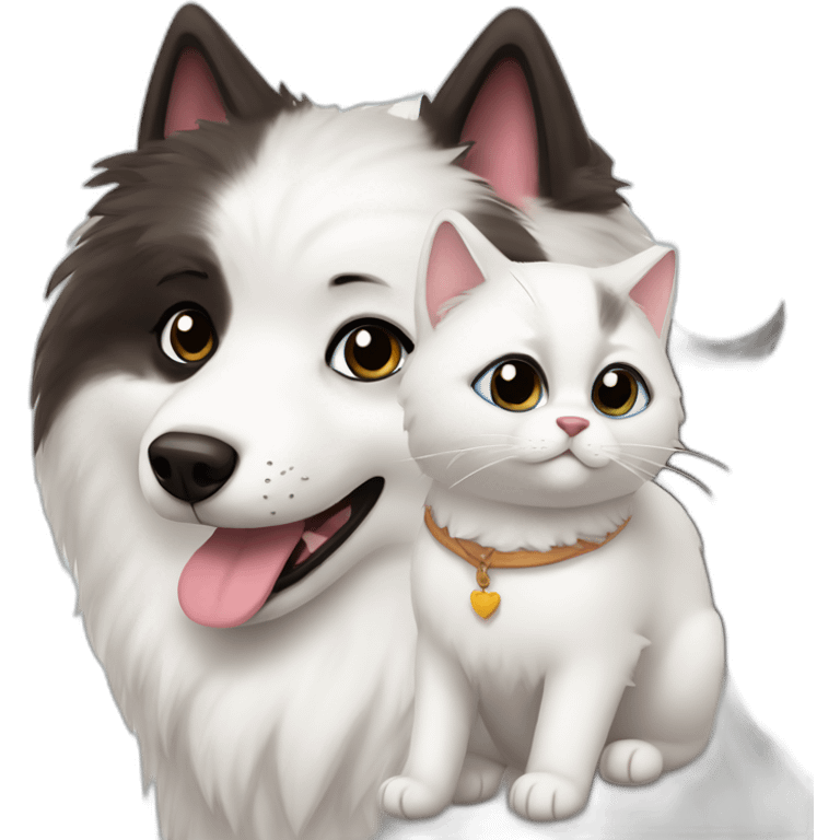 samoyed and dark ragdoll cat emoji