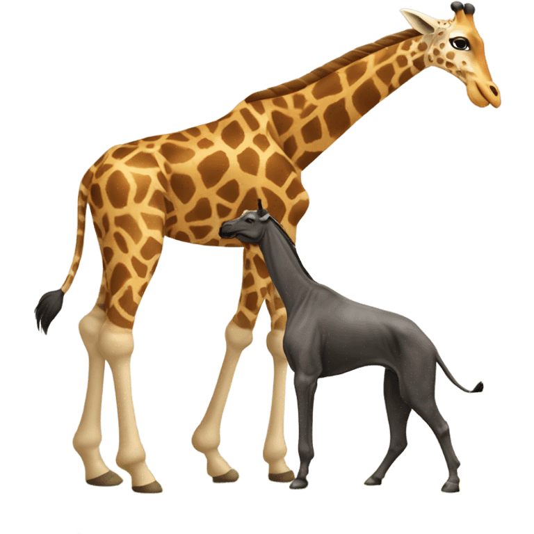 Giraffe dancing with anenglish mastiff emoji