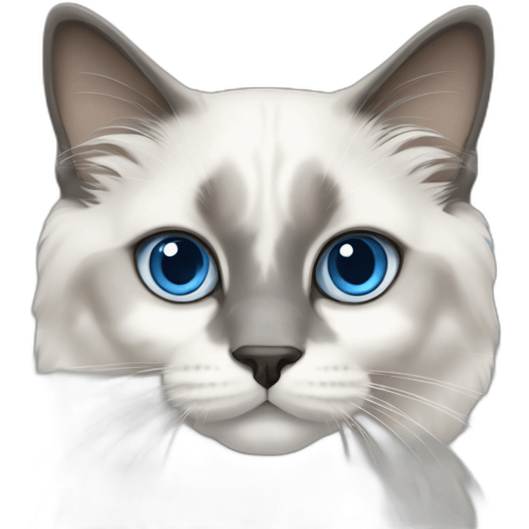 blue eyed ragdoll cat grey muzzle emoji