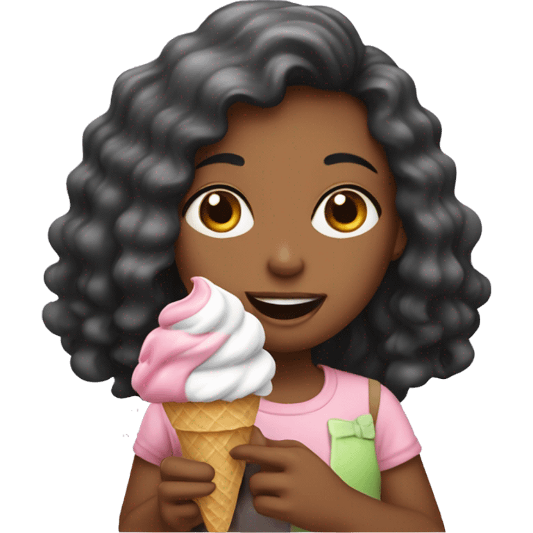 Girls eating ice cream with her friends emoji