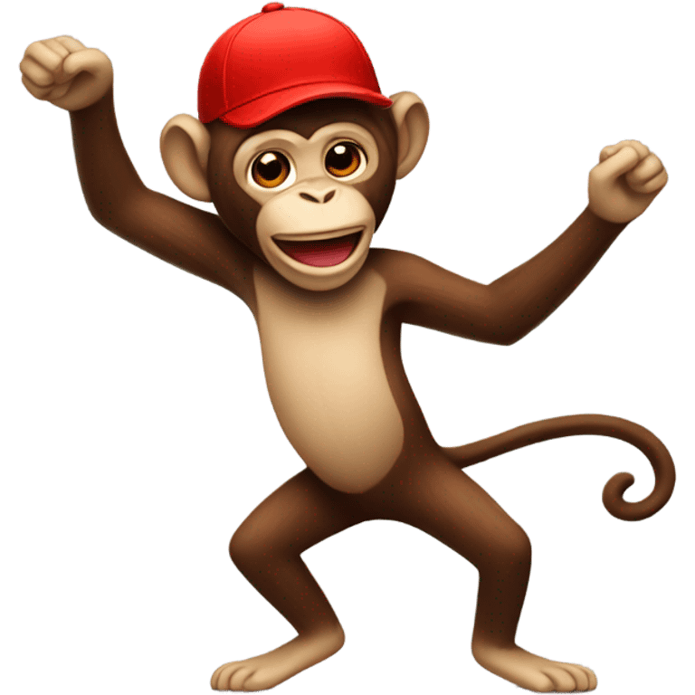 Dancing monkey with a red cap  emoji