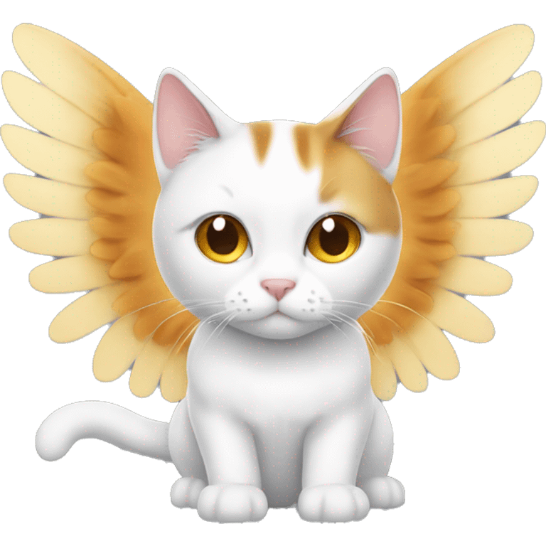 white and ginger cat with angel wings emoji