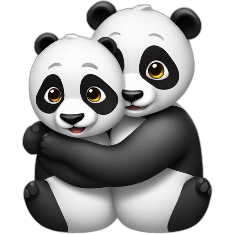 Two pandas hug emoji