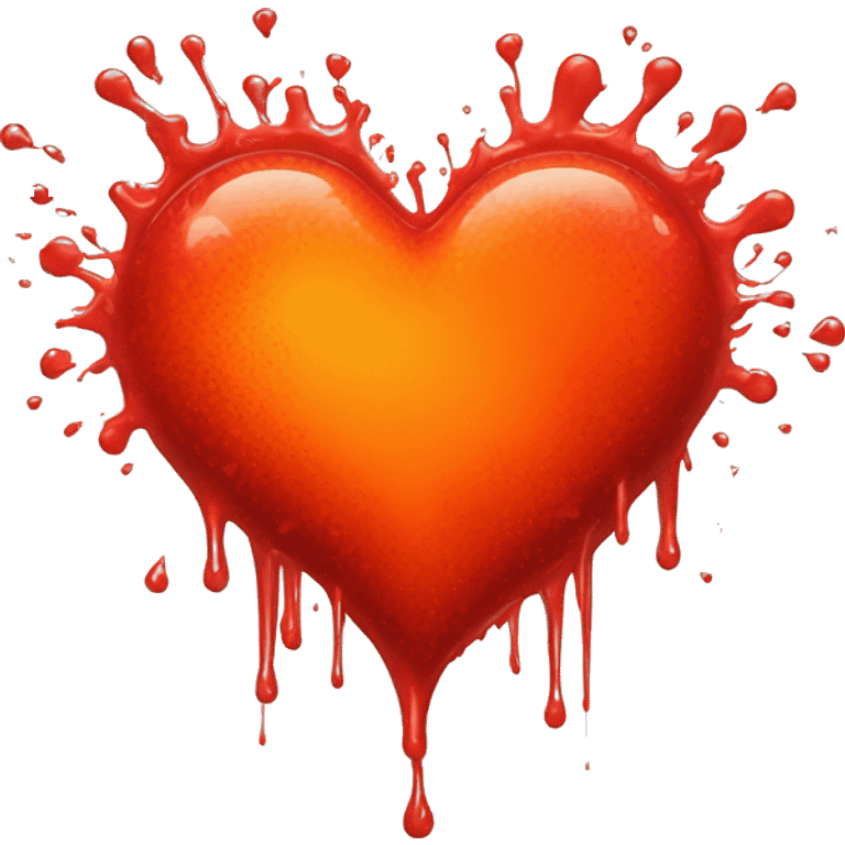 bleeding red heart glowing red-orange with splatter emoji