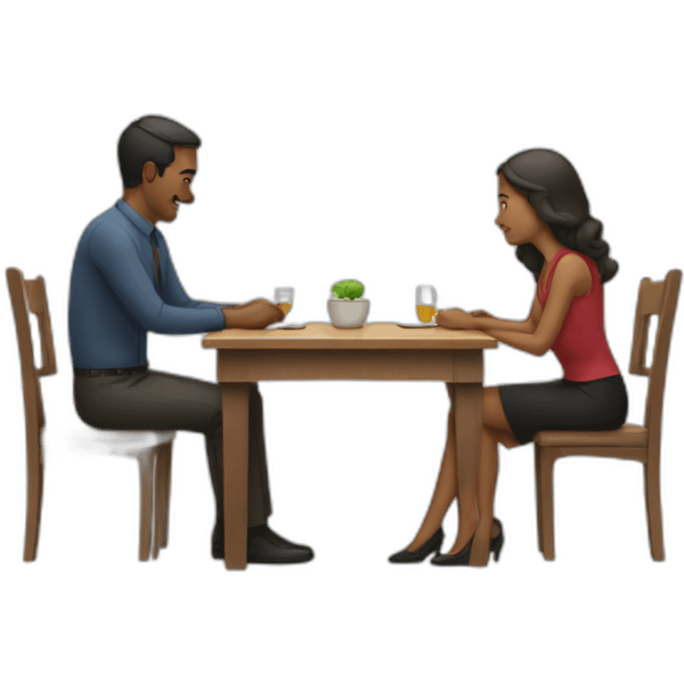 Two man and a woman at a table emoji