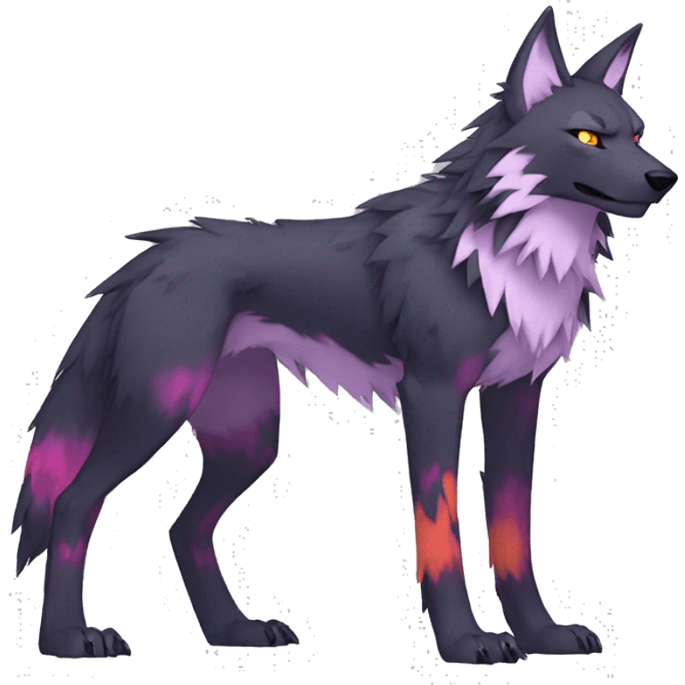 Edgy Colorful Digimon-Fakemon-Wolf with edgy markings full body emoji