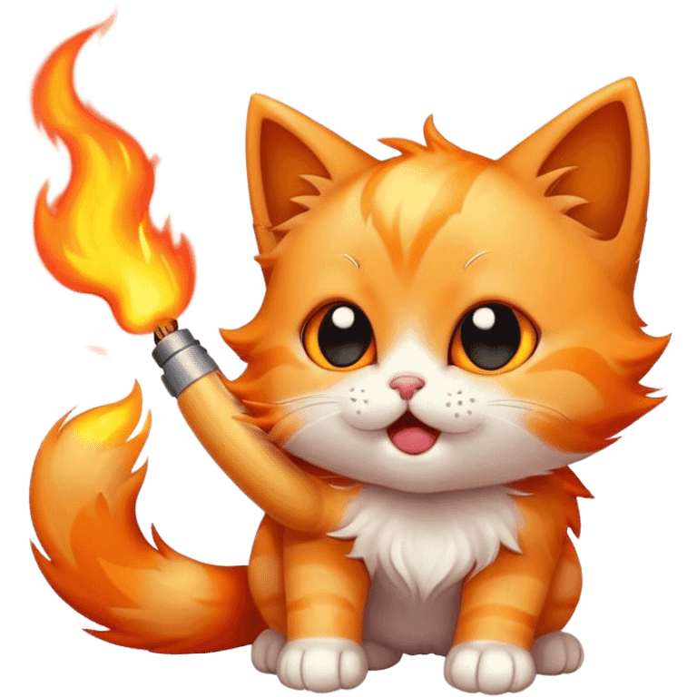 cute kitten breathing fire  emoji