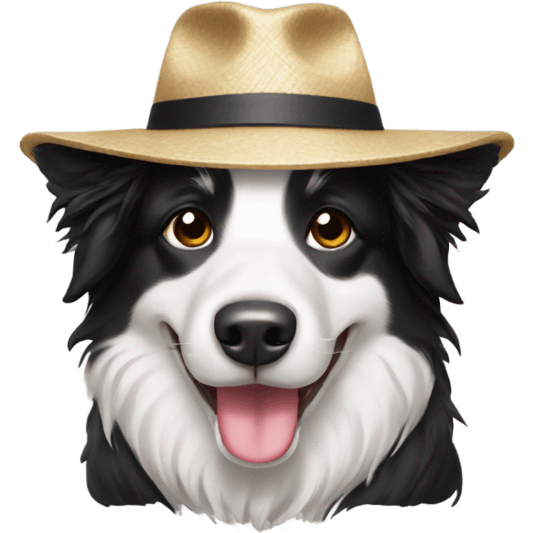 border collie dog wear asian hat emoji