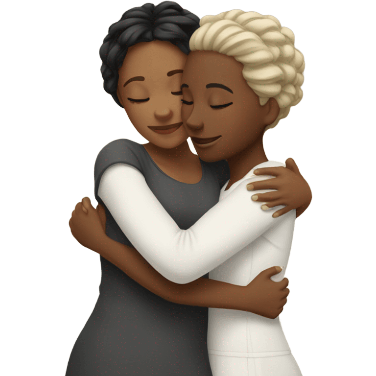 White sisters hugging  emoji