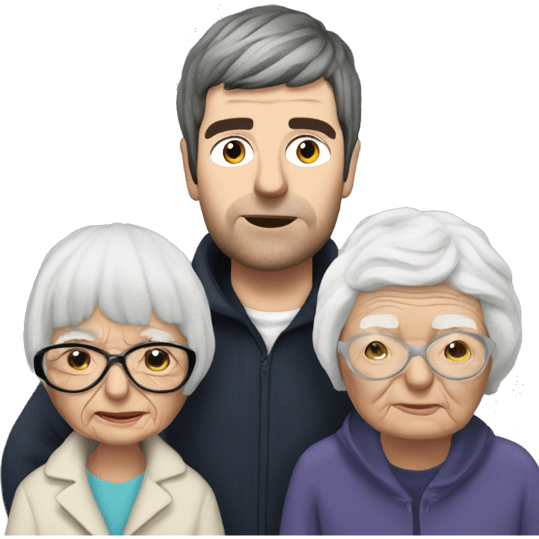 liam and noel gallagher with 3 elderly woman emoji