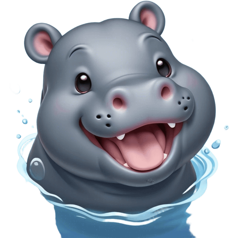 Cinematic Cute Yawning Hippo Portrait Emoji, Head tilted slightly with a dramatic, wide-open yawn, showcasing a soft, smooth slate-gray hide with gently drooping ears, round eyes barely open in drowsy contentment, Simplified yet irresistibly adorable features, highly detailed, glowing with a soft, cozy glow, high shine, relaxed yet expressive, stylized with a touch of aquatic charm, bright and endearing, soft glowing outline, capturing the essence of a sleepy yet affectionate hippo, so drowsy it feels like it could stretch out of the screen and curl up for a nap! emoji