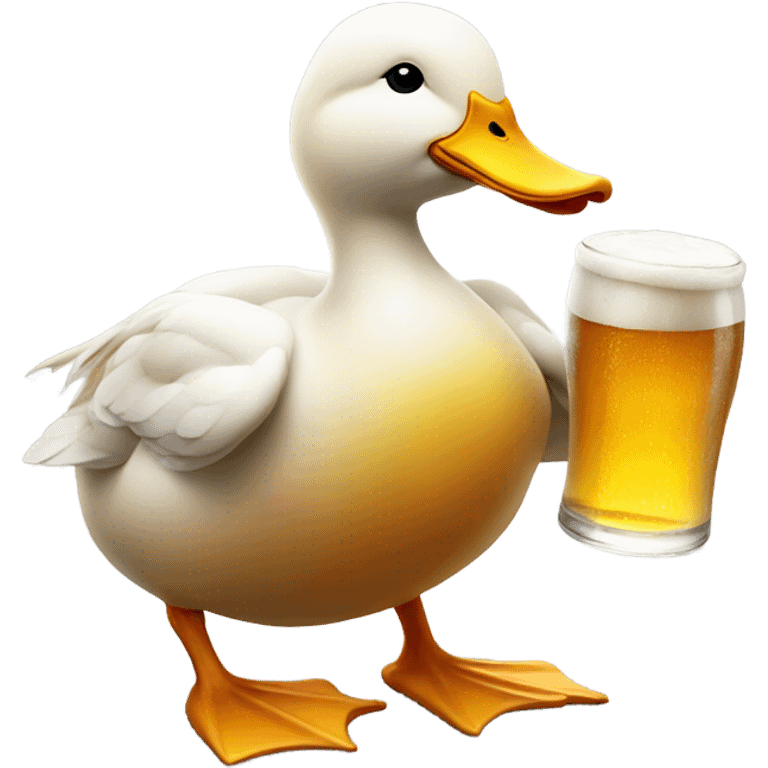 real duck holding a beer emoji