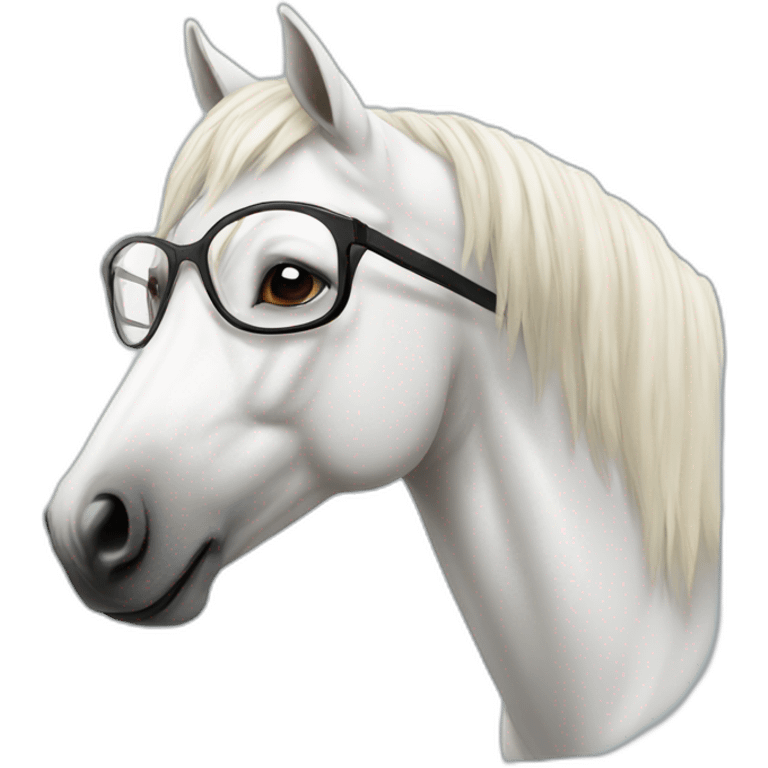 white horse with glasses emoji