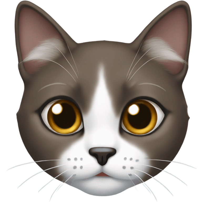 Snowshoe cat with a white nose and dark face emoji