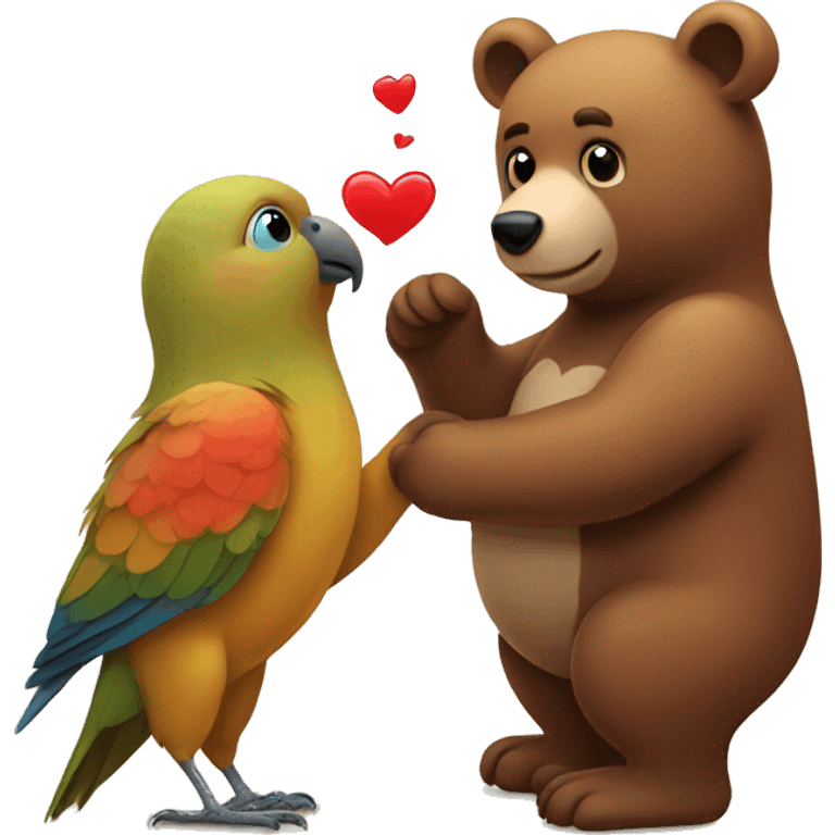 Love between lovebird and bear  emoji