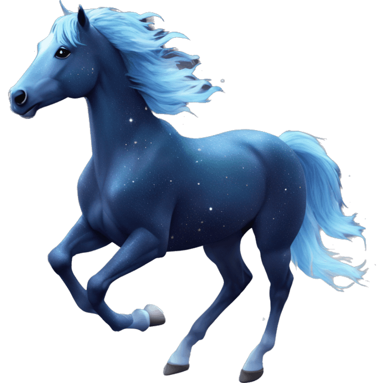 Ethereal glittering horse galloping through constellations and nebulas emoji