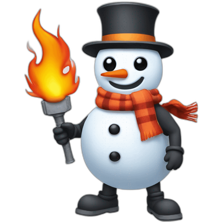 snowman with a flame thrower emoji