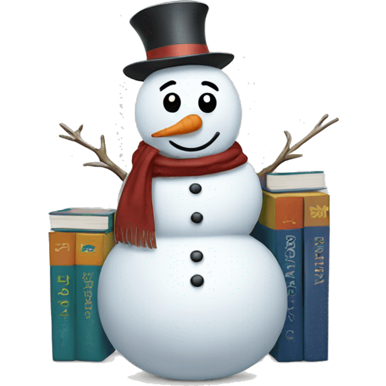 snowman with books emoji