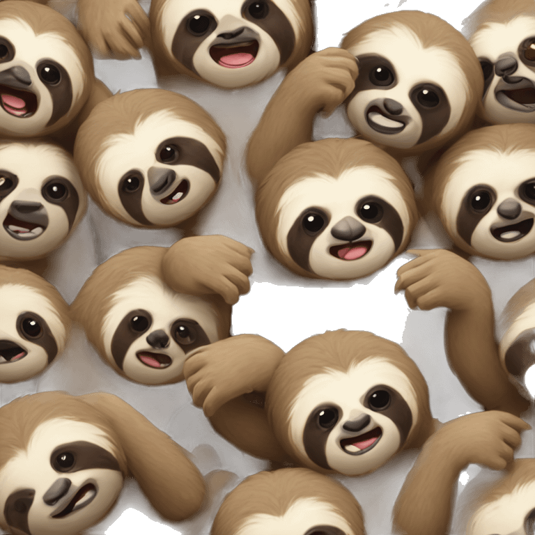 Five sloths fighting  emoji