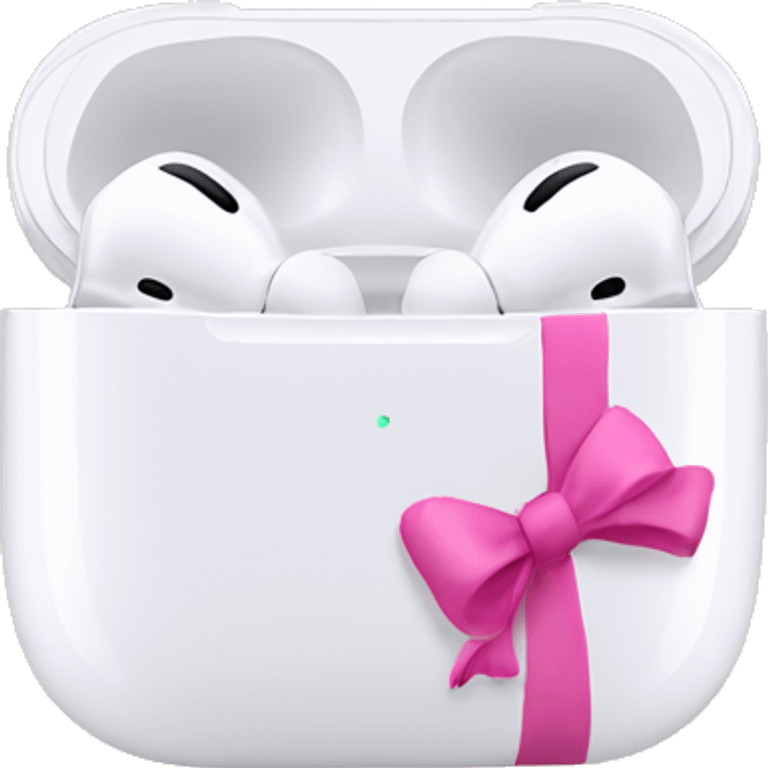 Airpod max with pink bow emoji