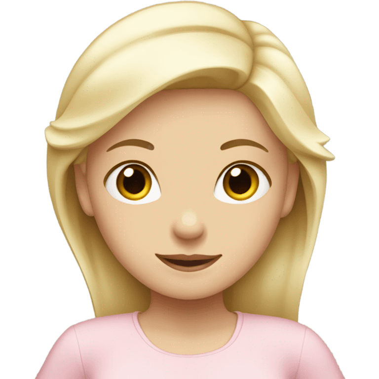 White blonde girl light pink clothes stretching  emoji