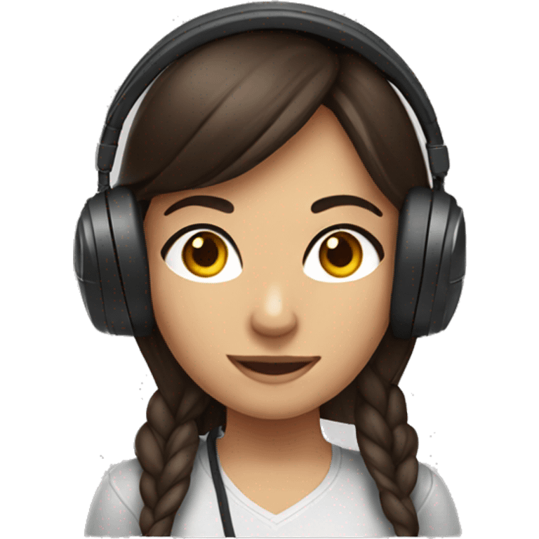 brunette girl wearing a gaming headset emoji