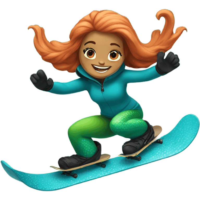 Mermaid snowboarding emoji