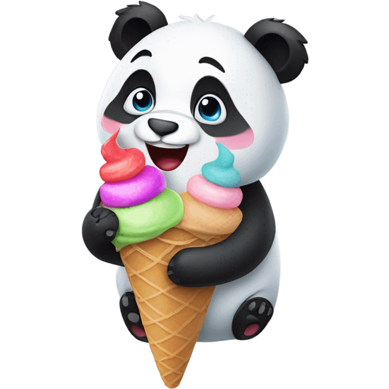 Panda eating ice cream emoji