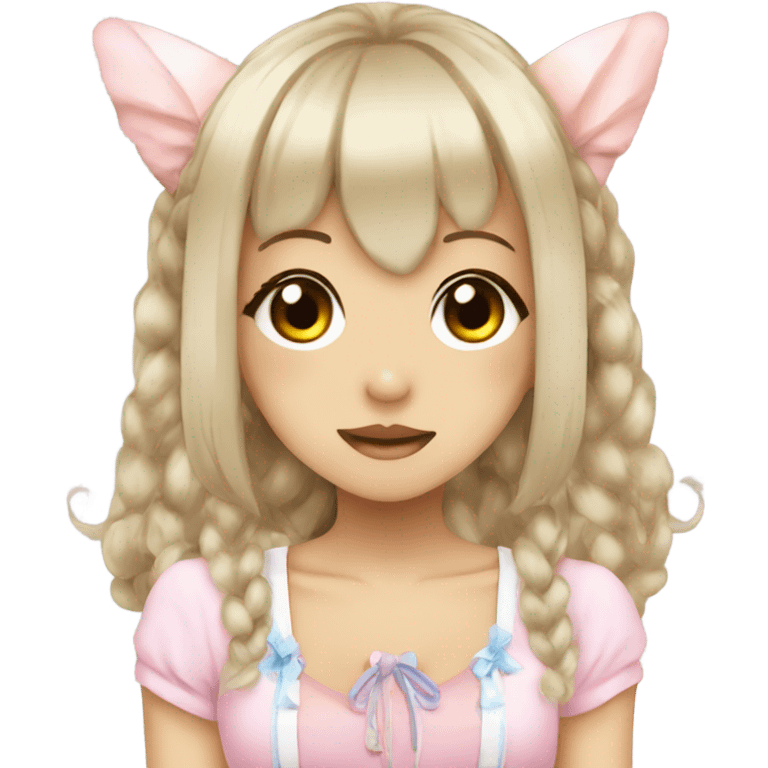 hime gyaru girl, fish ears emoji