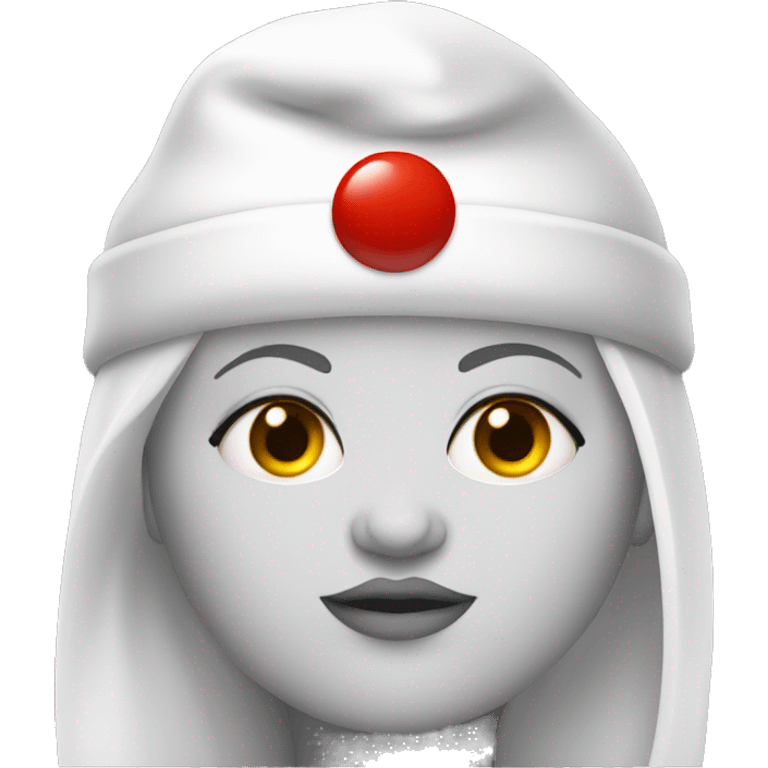 Fat girl with red eyes and white pointy hat emoji