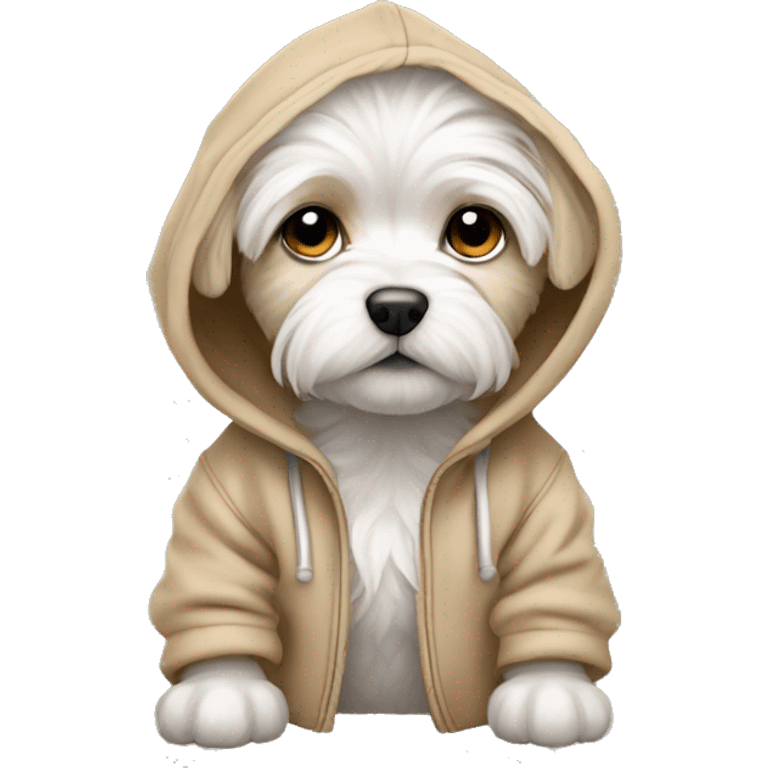 maltese puppy light brown wearing hoodie  emoji