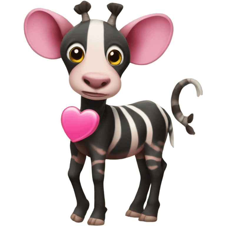 okapi holding a pink heart emoji