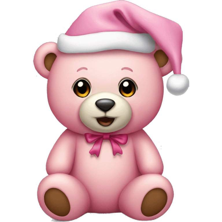 Pink Christmas teddy bear emoji