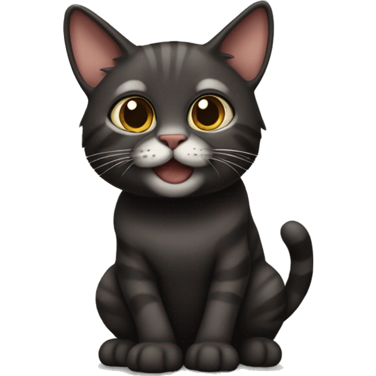 dark taby cat (not fat, big eyes) being silly, full body emoji